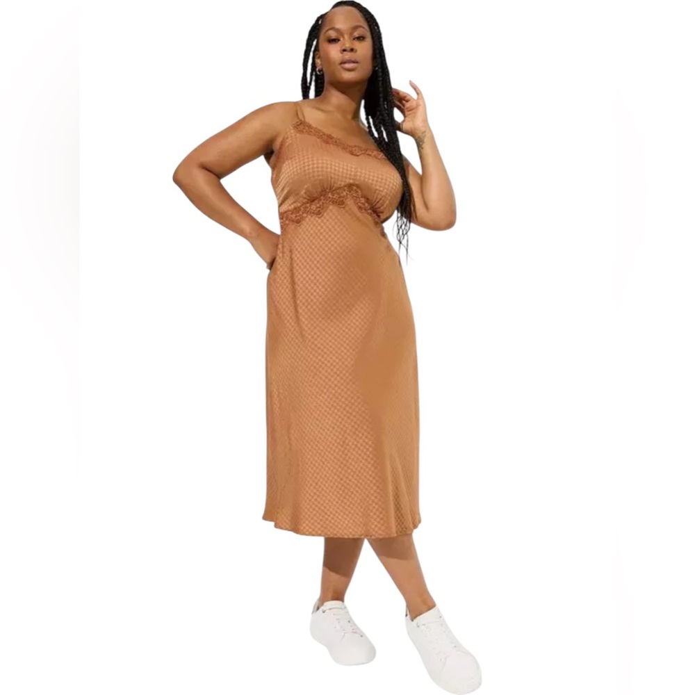 Torrid Lace-Trim Midi Slip Dress Copper Lion